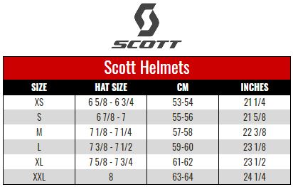 Scott Adult Helmets size chart